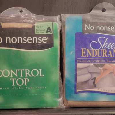 No Nonsense Pantyhose Size A Control Top Sheer Endurance New 2 Pairs