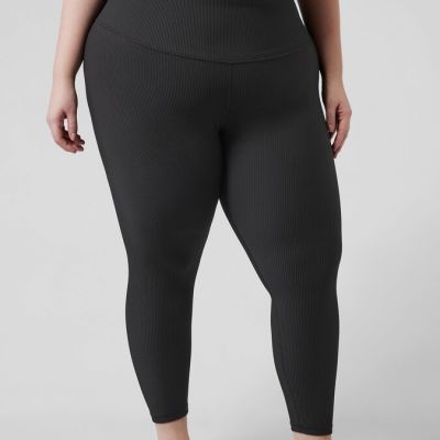 Athleta Black High Rise Plus Size 3X Ribbed Elation Rib Tight Leggings Gym