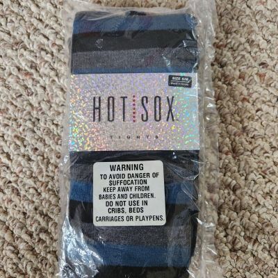 NWT Hot Sox Striped Sweater Tights Blue Gray Black Size S/M