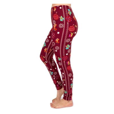 Christmas Print Peach Skin Women's Full Length Patterned Fashion Leggings