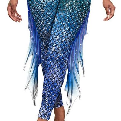 Mermaid Yoga Print Leggings for Women Plus Size Fish Scale High Waisted Pants...