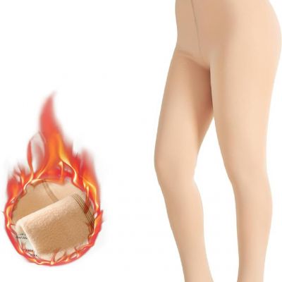 Women Fleece Lined Tights Fake Translucent High Waist Thermal Pantyhose