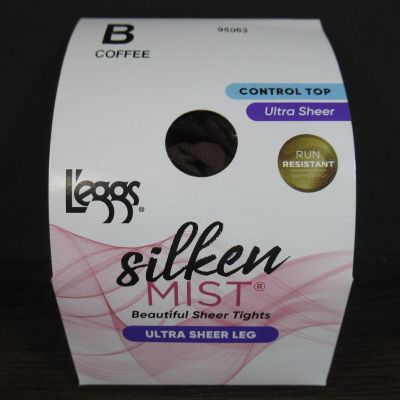 Leggs Silken Mist Pantyhose Tights Control Top Ultra Sheer B Coffee