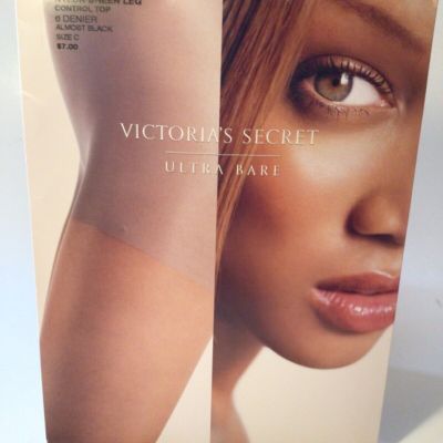 Victoria’s Secret Ultra Bare Nylon Sheer Pantyhose Control Top Almost Black C