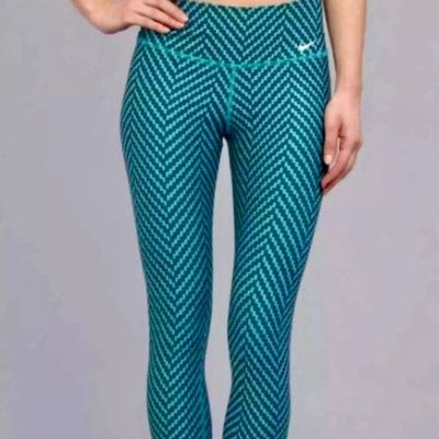 Nike Dri-Fit Legend 2.0 Zig Zag Navy & Teal Capri Workout Pants