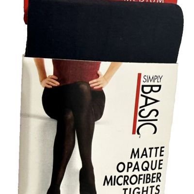 Vintage 2001 Simply Basic Matte Opaque Microfiber Tights SIZE 2 Medium NAVY