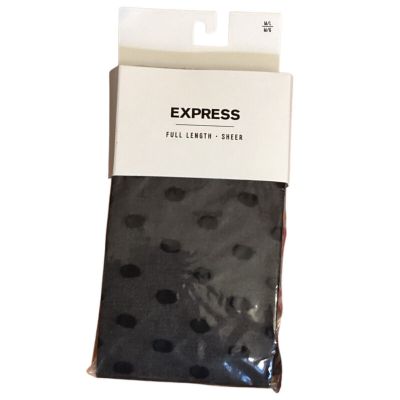 Express Women’s Full Length Sheer Dot Black Stockings Tights Size M/L NEW