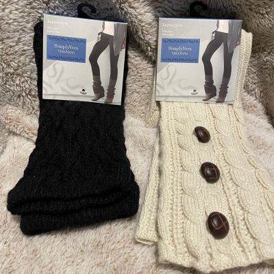 Simply Vera Vera Wang  Balck - Sweet Cream Legwarmers - Lot of 2