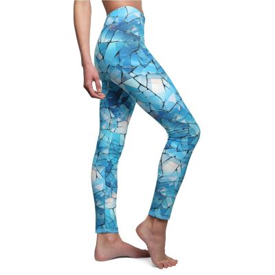 Womens Skinny Casual Leggings Shattered Glass Broken Sleek Futuristic Mirror