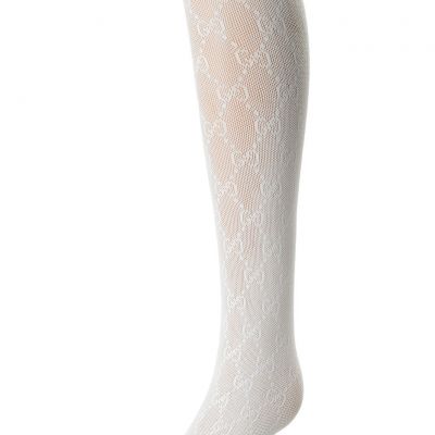 Gucci Women's White Guccisima Print Stretch Pantyhose Tights One Size