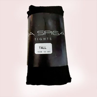 Via Spiga Black Opaque Tights Hose Size Tall 145 - 175 Lbs USA