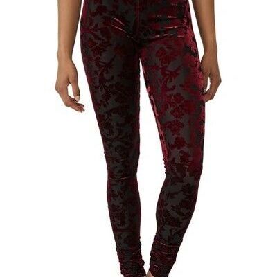 Free People Magic Hour High Waist Burnout Velvet Leggings Size SM Maroon Black