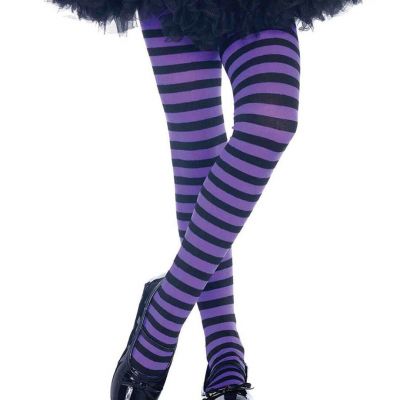 Leg Avenue 4710 Costumes Girls Striped Tights Blk/Pu M