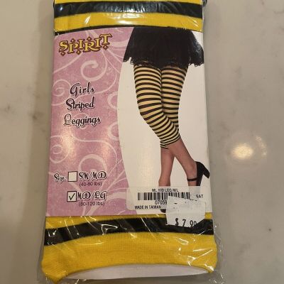 New Spirit Halloween Black And Yellow Stripe Footless Tights - Medium / Large