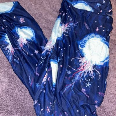 NWOT Blue Jellyfish Original Fabulegs By Melissa  Leggings Size TC Tall Curvy