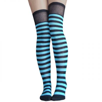 Black/Light Blue Thigh Highs