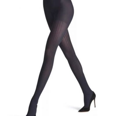 New Women's FALKE 40669 Marine Fashion Prime Ribbed Tights 60 DEN Size L