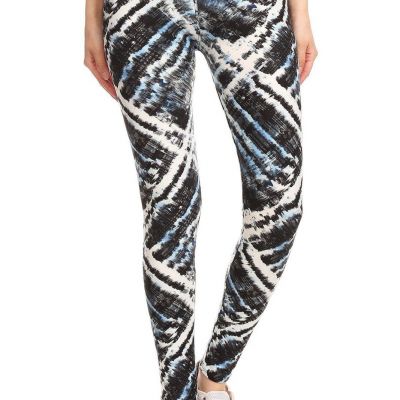 FASHNZFAB Women's Yoga Style Banded Lined Tie Dye Printed Knit Legging With