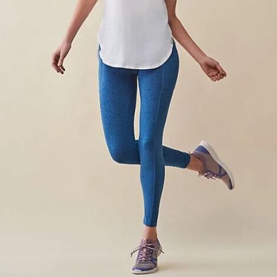 AnyBody Small Heather Blue Move Stretch Jersey Leggings workout