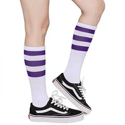 Pareberry Classic Triple Stripes Soft Cotton On the Calf Retro White Tube Socks