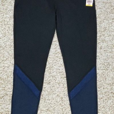 Tangerine Womens Color Block Leggings, Black , Navy Heather Size Medium