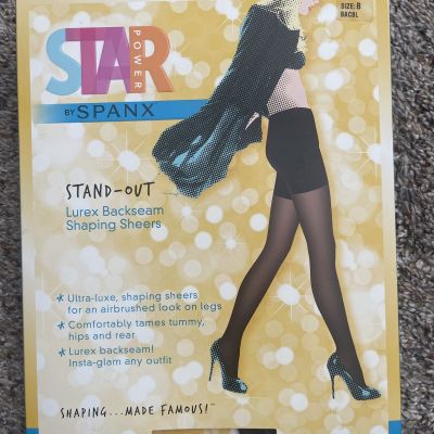 SPANX Star Power Stand-Out Backseam Shaping Sheer Black Nylons Size B