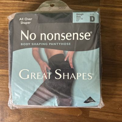 No Nonsense Great Shapes All-Over Shaper Pantyhose Midnight Black Size D EL9