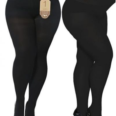 Plus Size 80D Tights for Women - Opaque Stockings, Run 5X-Large Black