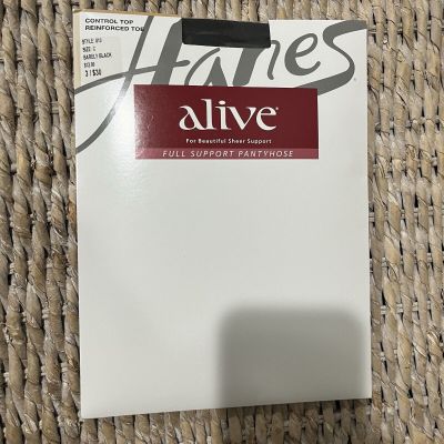 NEW Hanes Alive Pantyhose Full Support Control Top Style 810 Size C Barely Black