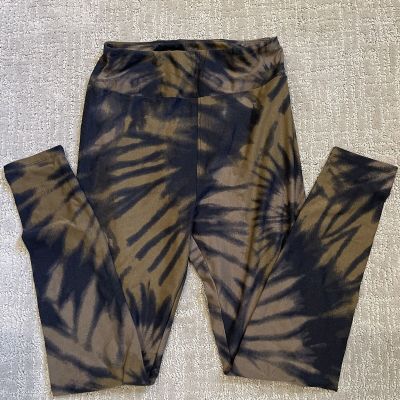 EUC LuLaRoe OS Leggings Tie-dye Style Black/khaki Major UNICORN!