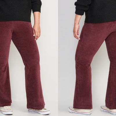 Old Navy Plus High-Waisted Corduroy Super-Flare Leggings Size 2X Plum NWT