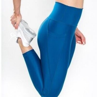 Flex Power Leggings in Shiny Blue with Pockets