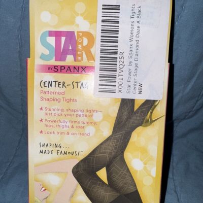 Spanx Star Power Black Center Stage Patterned Shaping Tights Size A New in Box