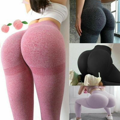 Womens Tik-Tok Yoga Pants Anti-Cellulite Push Up Ruched High Waist Leggings Gym