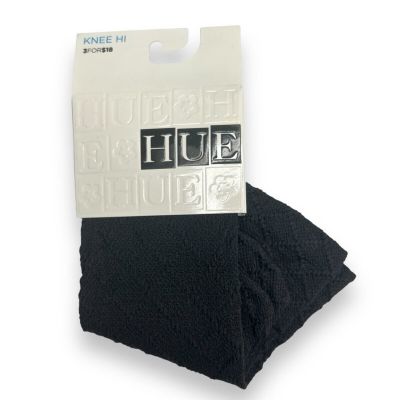 Womens Hue Black Knee High Socks Argyle Textured 1 Pair Pack