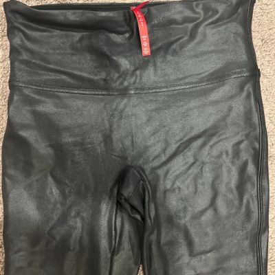 spanx leggings medium black leather