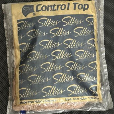 Vtg Silkies Control Top Hose Large Nude 070301 New In Pkg.