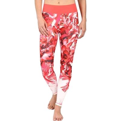 Adidas Women's Workout Mid-Rise Long Tights - Shock Red Print America Pants - XS