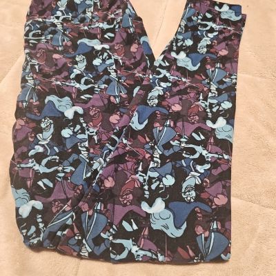 Pre-owned Lularoe TC Blue & Purple Captain Hook  Leggings (#L83)