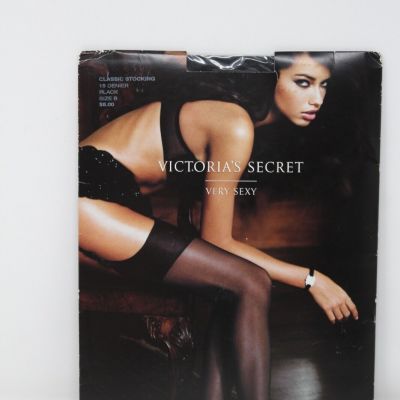 Vintage VICTORIAS SECRET Very Sexy Classic Stockings, BLACK , size B