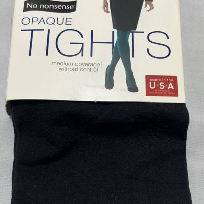 No Nonsense Silky Opaque Tights 1 Pair Black SZ Large Sheer To Waist Made In USA