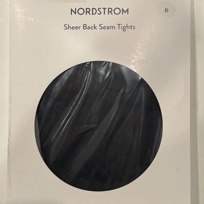 Nordstrom Pantyhose Sheer Back Seam Tights Black Size D 30 Denier