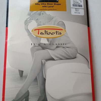 Talbots Silky Ultra Sheer Shaper Lycra Pantyhose Sandaltoe Nylons Navy Size C