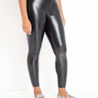 Eloquii Faux Leather Leggings Plus Sz 22 Black High Rise Stretch Vegan Tight New