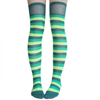 Green Striped Thigh Highs