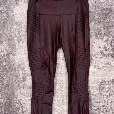 Athleta Leggings 1X Womens Delancy Gleam Moto Wine Red Coated Plus Size