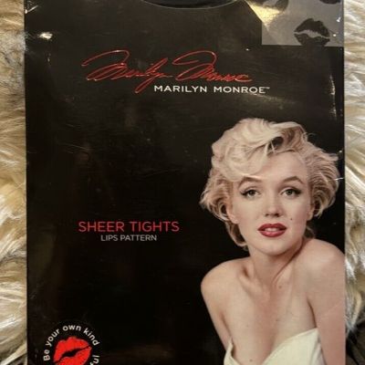 Marilyn Monroe Sheer Tights Black With Lips Pattern Size B