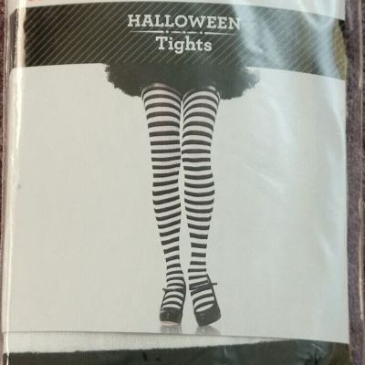 Way to Celebrate WOMENS ONE SIZE Halloween Striped Black White Tights