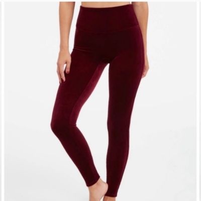 Spanx Size XS Velvet Leggings in Rich Burgundy Style 2070