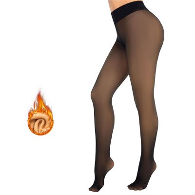 MANZI Women's Fleece Lined Faux Sheer Black Warm Tights Fake Translucent Wint...